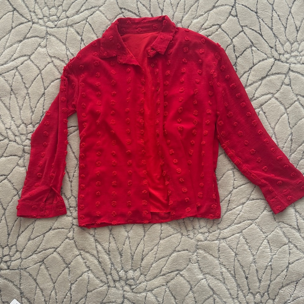 Bold Red Textured Shirt